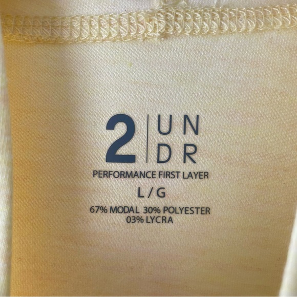 2UNDR Luxury Long Sleeve Hooded Tee Tshirt With Hood Pullover Yellow Mens Large - Picture 3 of 10